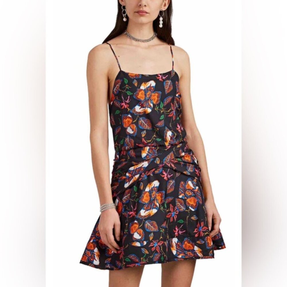 NWT DEREK LAM 10 CROSBY SILK Blend Cami Flounce Lined Mini Dress Twist Waist Sz6